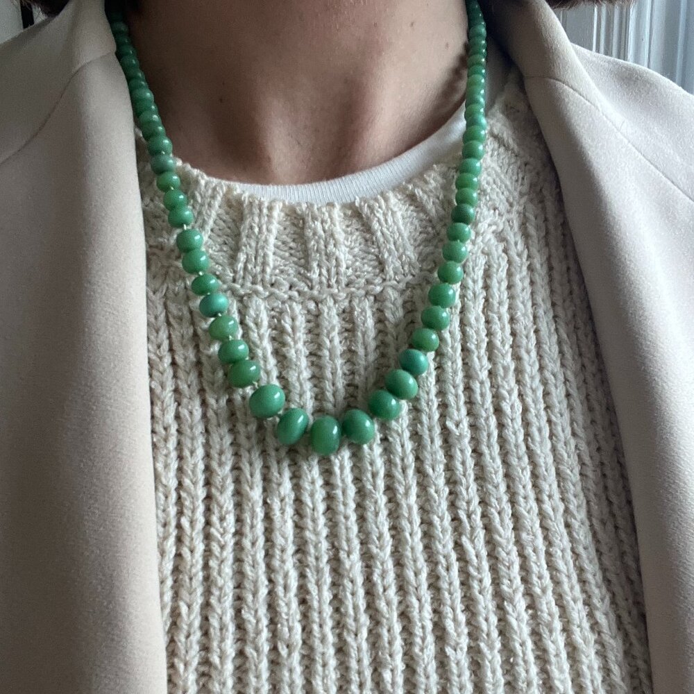 Jessica Winzelberg 	 Beaded Chrysoprase Necklace - Large, Bright Green 19"